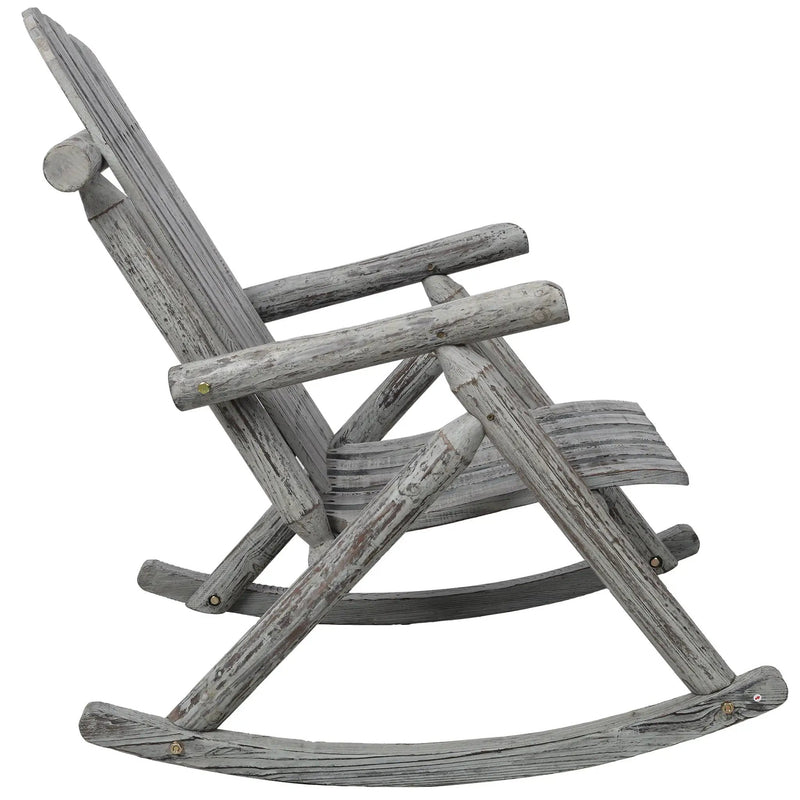 Durable Wooden Porch Rocker, Fir Log Rocking Chair by Unique Piece Furniture