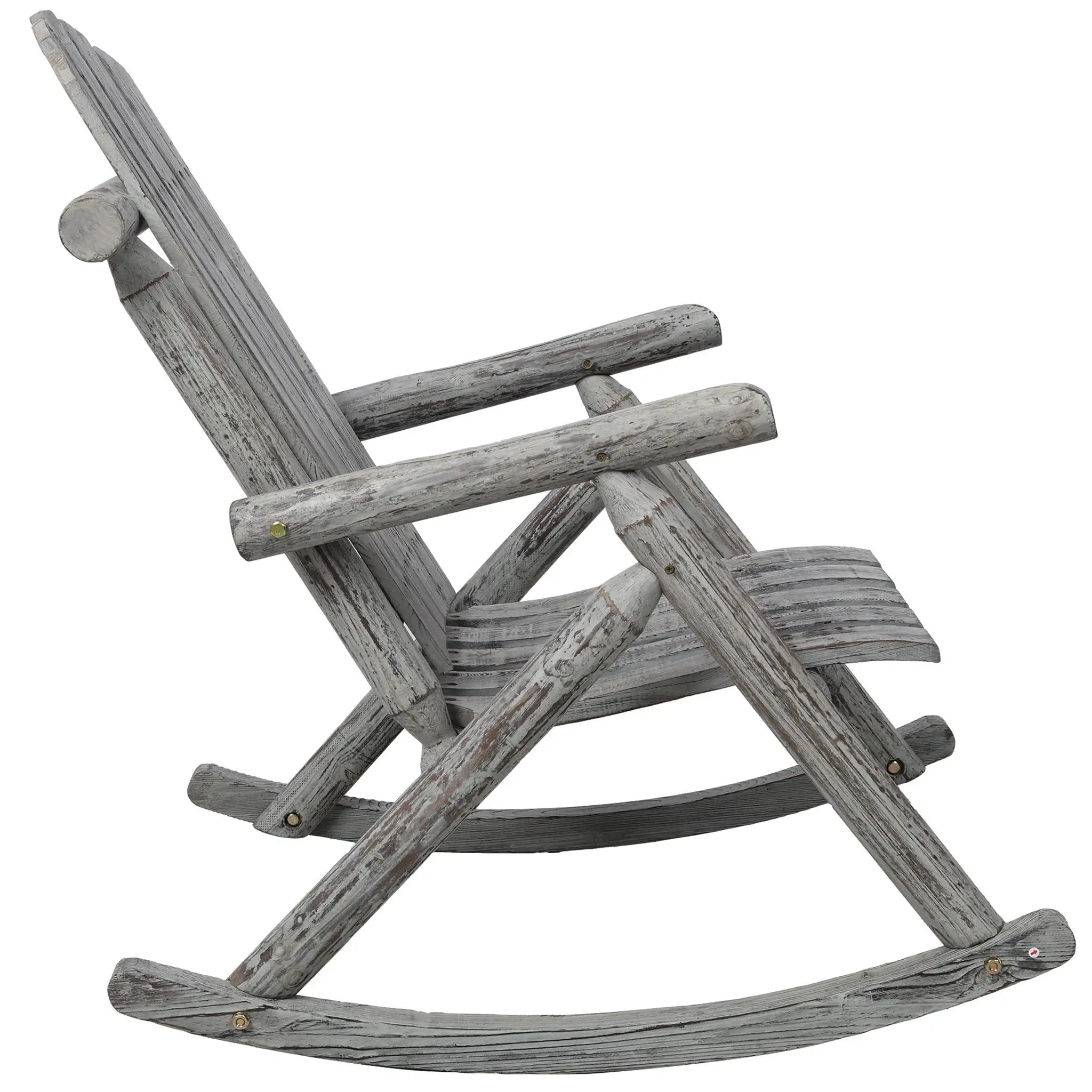 Durable Wooden Porch Rocker, Fir Log Rocking Chair by Unique Piece Furniture