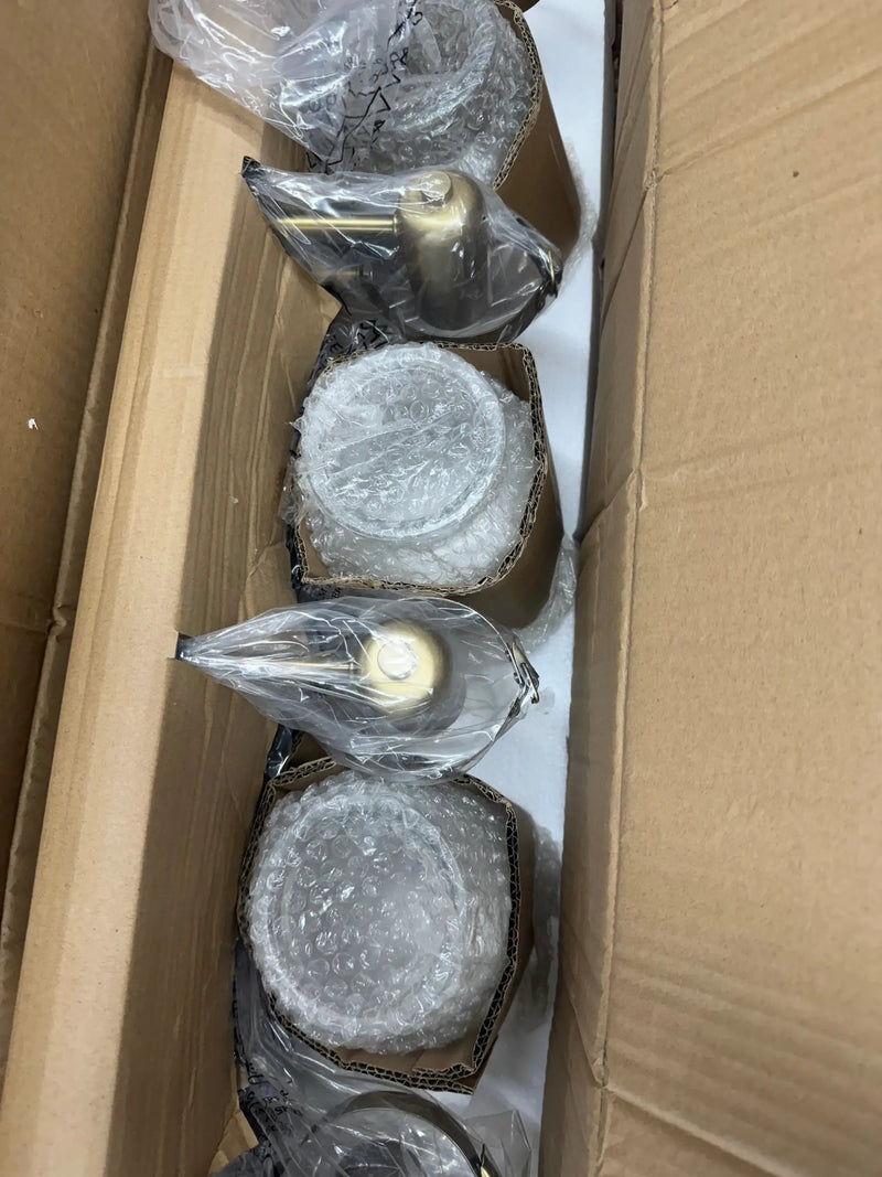 Progress Lighting Calhoun Collection 30-1/4 in. 4-Light Gold Vintage Brass Clear Glass Farmhouse Urban Industrial Bathroom Vanity Light by Selzalot