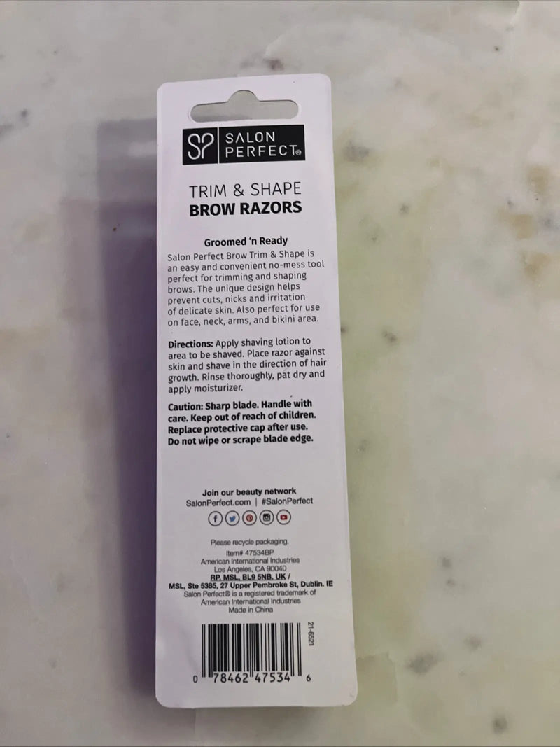 Open Box SALON PERFECT TRIM & SHAPE BROW RAZORS 4 PACK NEW & SEALED by Selzalot
