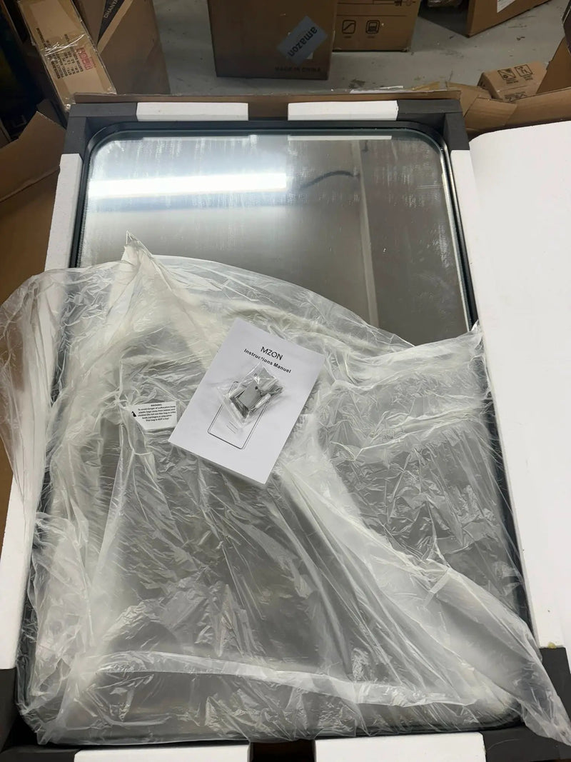 Open Box MZON 24x36 Inch Black Bathroom Mirror, Wall-Mounted Rectangle Vanity Mirror with Aluminum Alloy Frame, Anti-Rust, Modern Decor for Bathroom, by Selzalot
