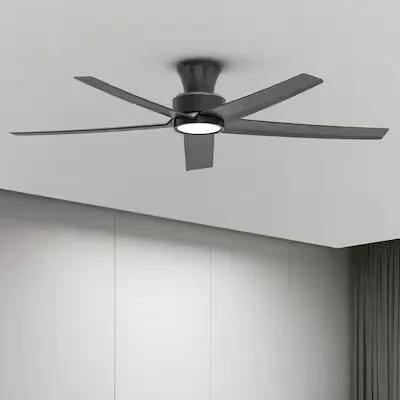 Open Box ocioc WFIVE 52-in Integrated LED Flush Mount Matte Black with Matte Black by Selzalot
