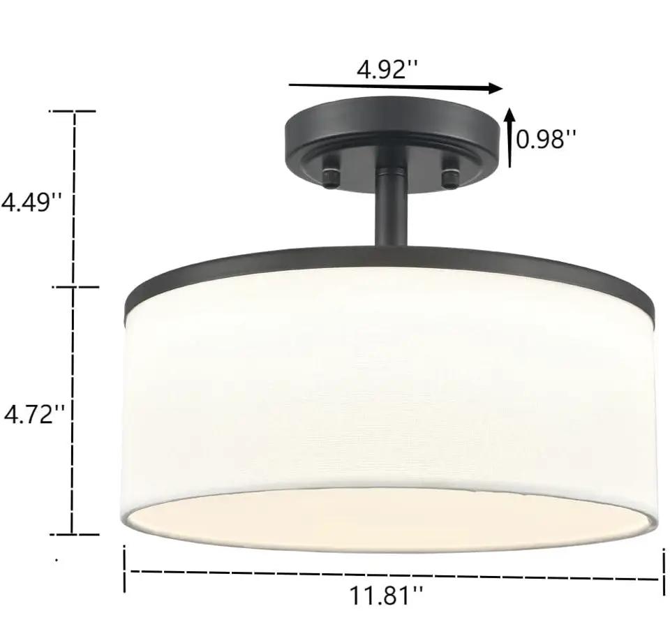Open Box Deynite Modern LED Black Ceiling Light Fixture Dimmable 3000K-4500-5500K Semi-Flush Mount Ceiling Light for Bedroom by Selzalot