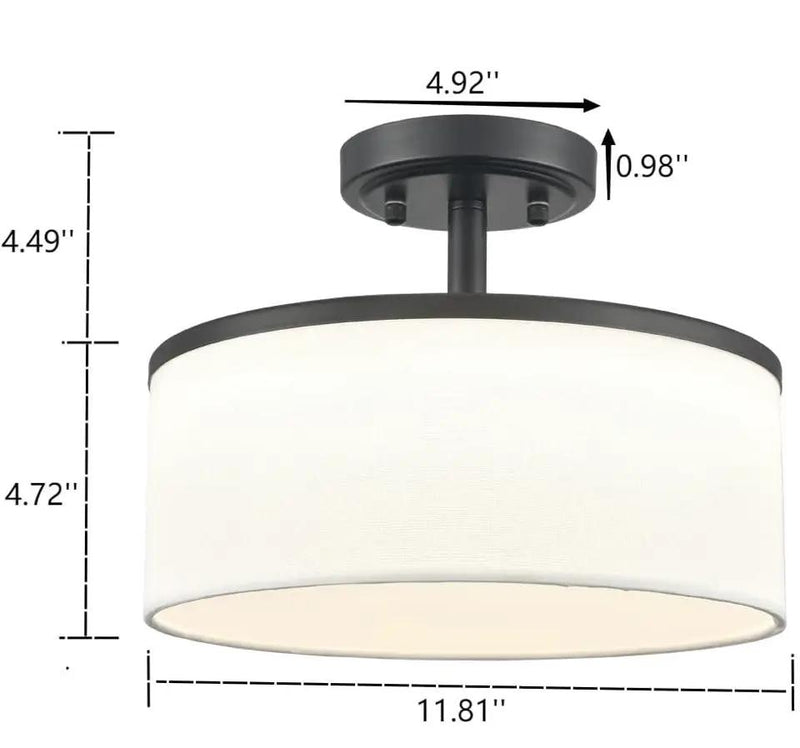 Open Box Deynite Modern LED Black Ceiling Light Fixture Dimmable 3000K-4500-5500K Semi-Flush Mount Ceiling Light for Bedroom by Selzalot