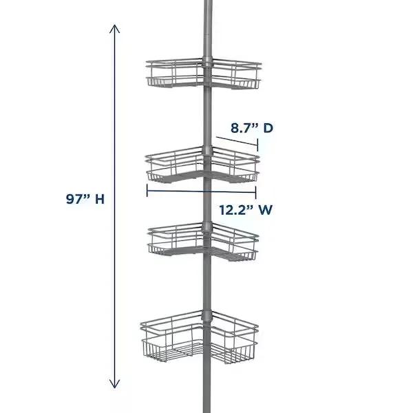 Open Box Glacier Bay Tension Pole Corner Shower Caddy in Satin Nickel by Selzalot