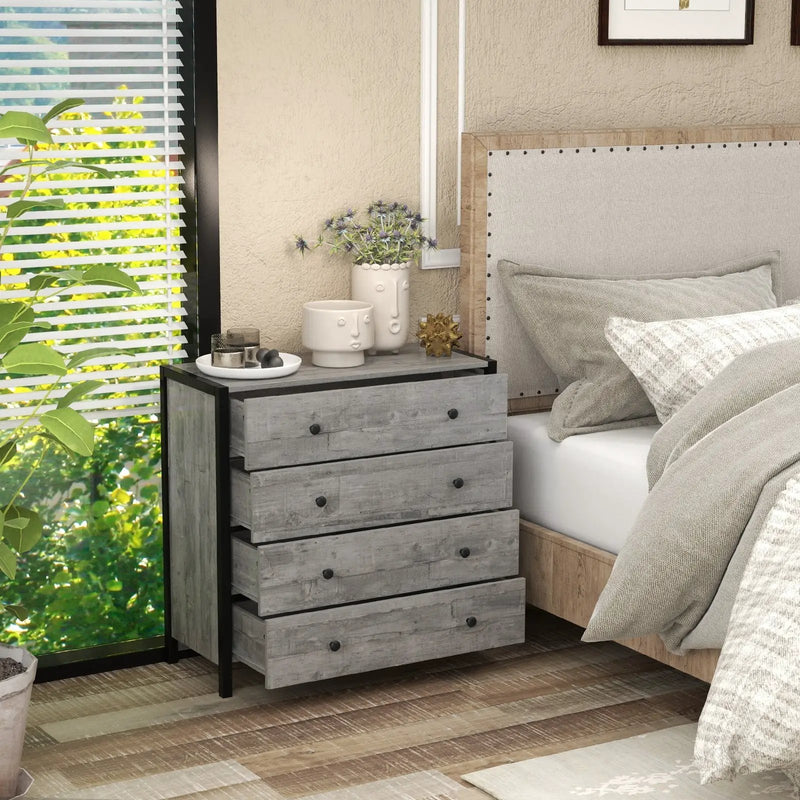 4-Drawer Dresser Modern Wooden Chest of Drawers for Bedroom Living Room by DirectDeals