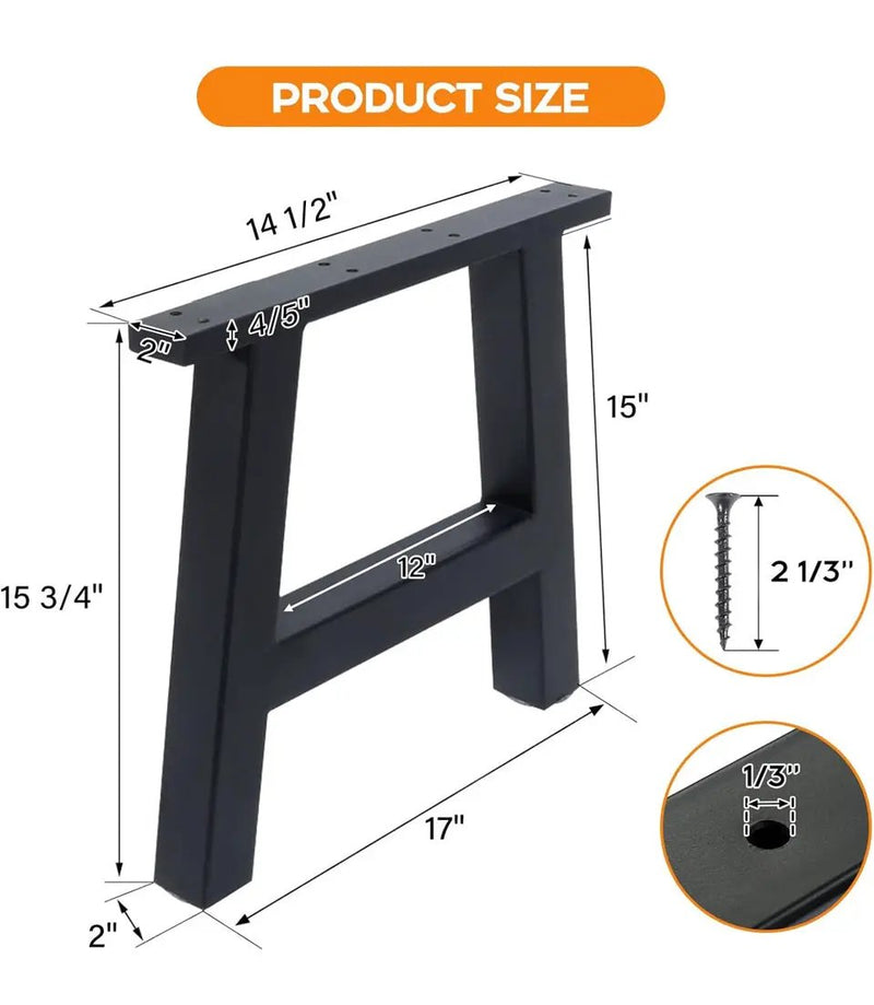 Open Box TC-HOMENY Bench Table Legs 16" Set of 2 Black Coffee Metal Legs Dining Iron Furniture Legs (16 INCH) by Selzalot