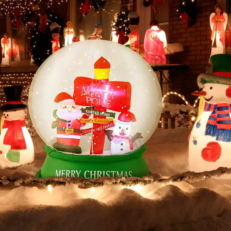 4 Feet Christmas Inflatable Snow Globe with Santa Snowman Road Sign by DirectDeals
