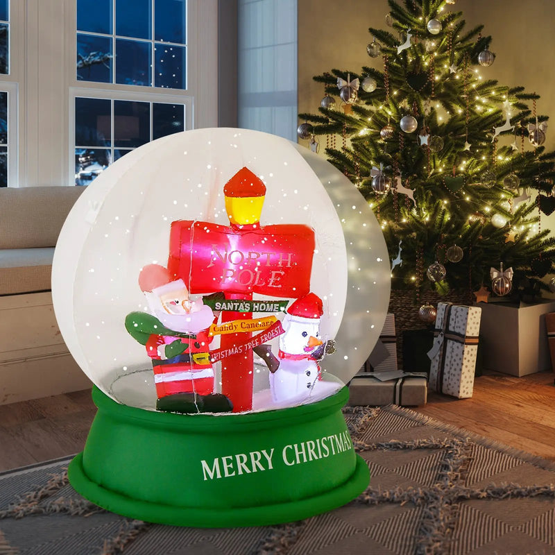 4 Feet Christmas Inflatable Snow Globe with Santa Snowman Road Sign by DirectDeals