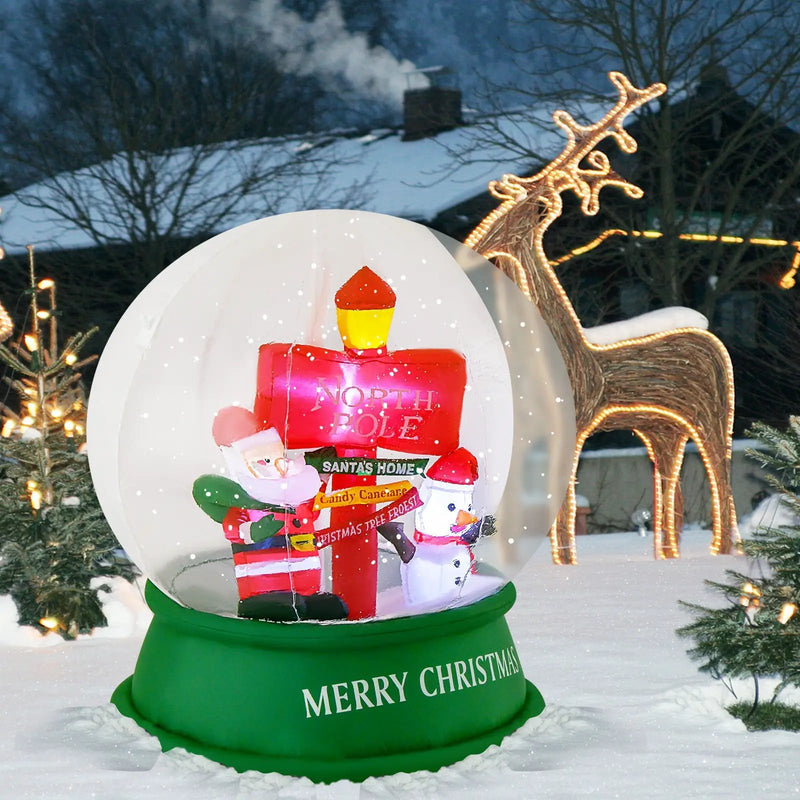 4 Feet Christmas Inflatable Snow Globe with Santa Snowman Road Sign by DirectDeals