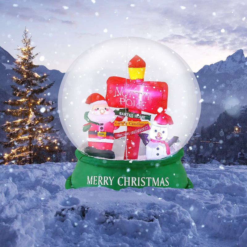 4 Feet Christmas Inflatable Snow Globe with Santa Snowman Road Sign by DirectDeals