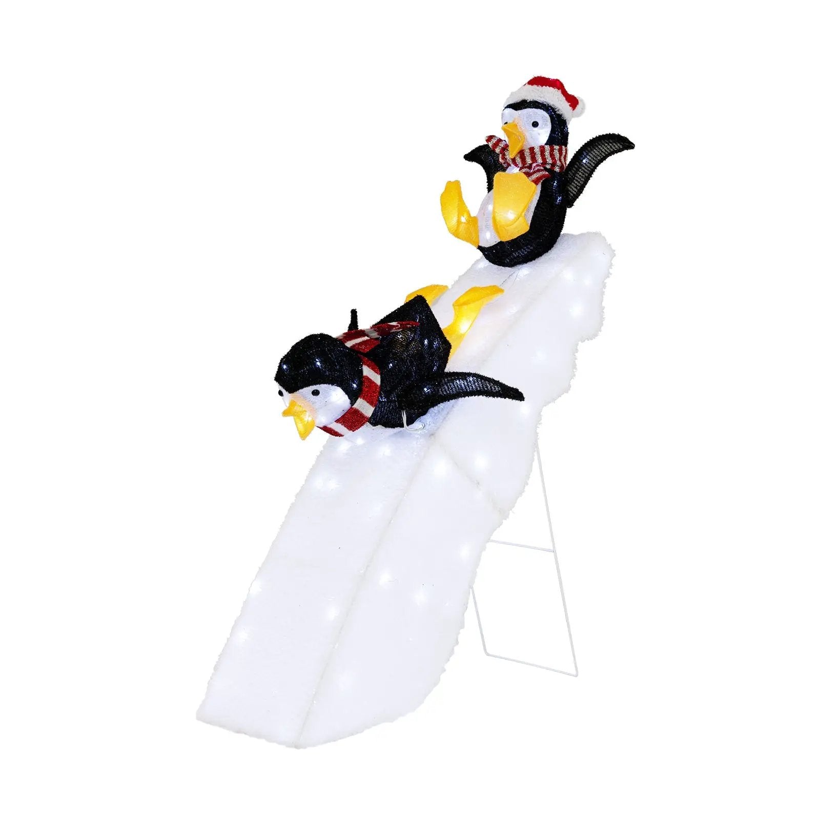 4 Feet Christmas Penguin Ice Skating Decor with Snowy Slide by DirectDeals