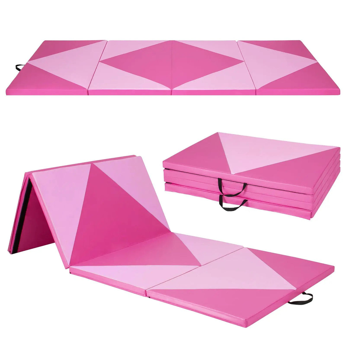4-Panel PU Leather Folding Exercise Gym Mat with Hook and Loop Fasteners, photo 9 of 12
