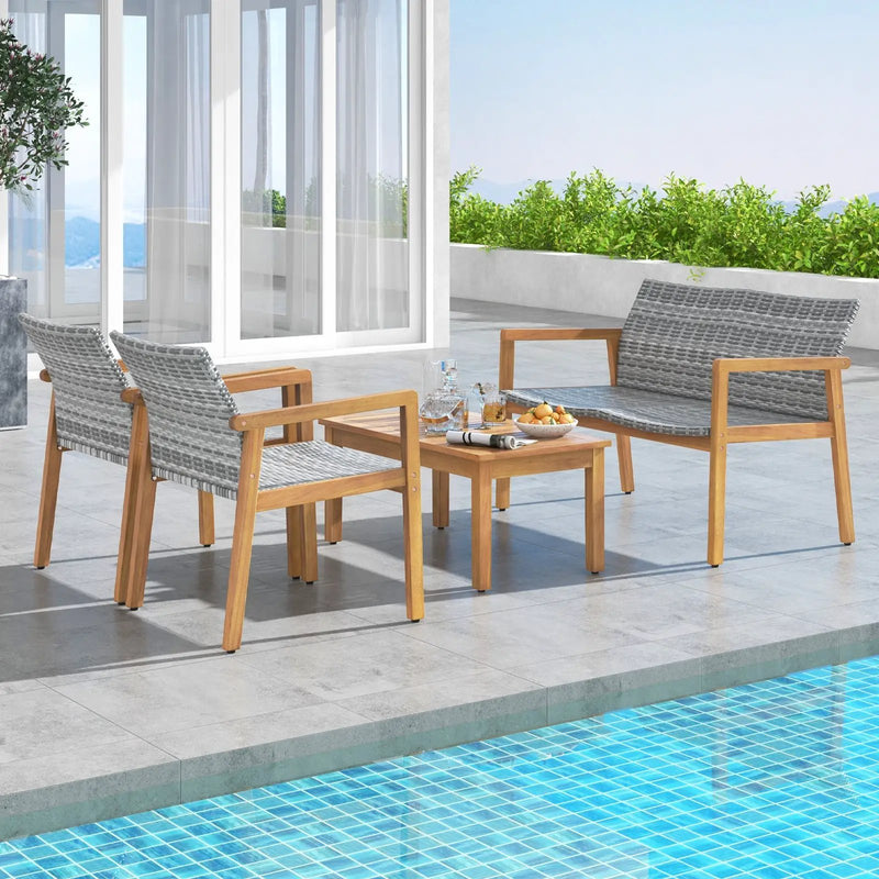 4-Piece Patio Furniture Set with Loveseat Single Chairs and Coffee Table by DirectDeals