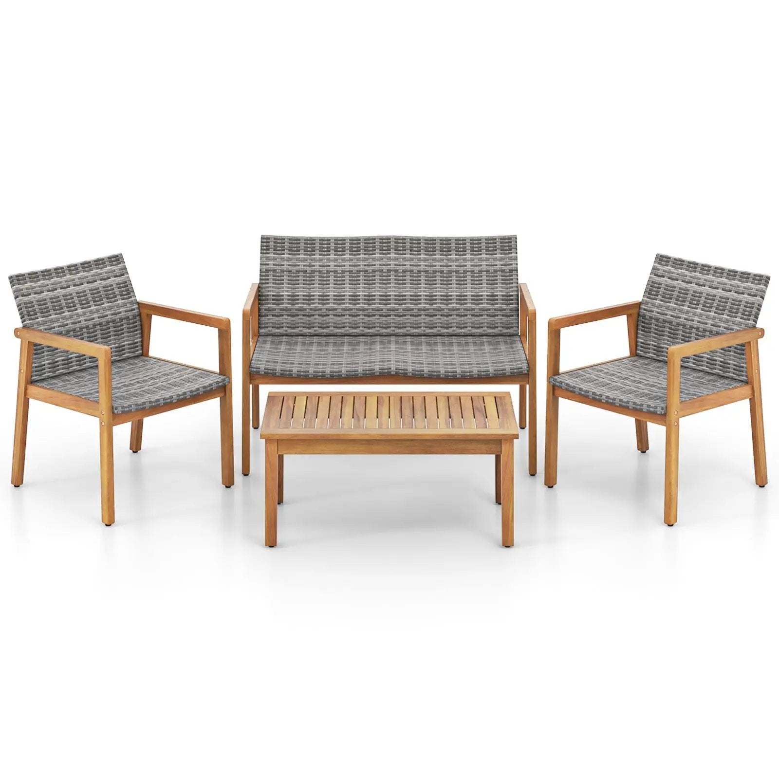 4-Piece Patio Furniture Set with Loveseat Single Chairs and Coffee Table by DirectDeals