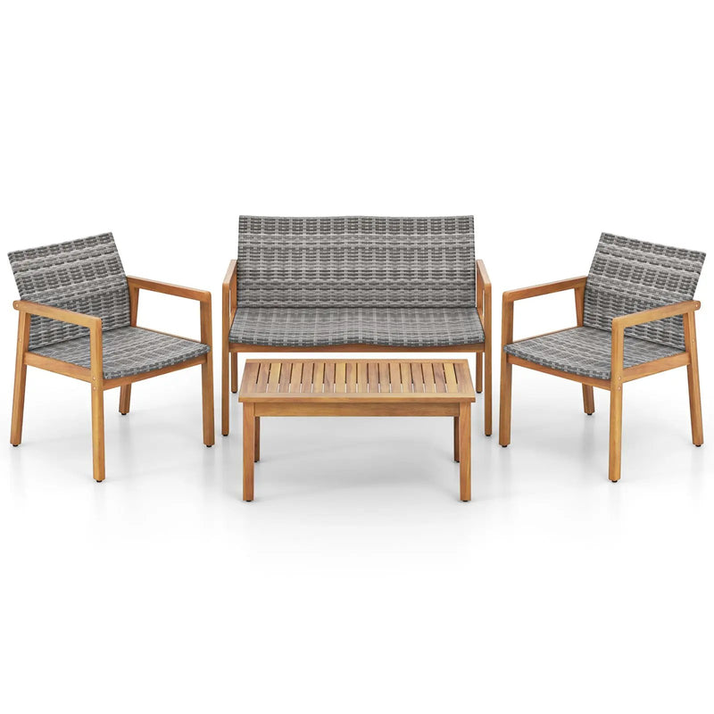 4-Piece Patio Furniture Set with Loveseat Single Chairs and Coffee Table by DirectDeals