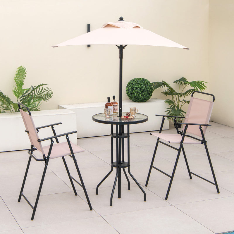 4 Pieces Outdoor Bar Set with Umbrella-Beige by DirectDeals