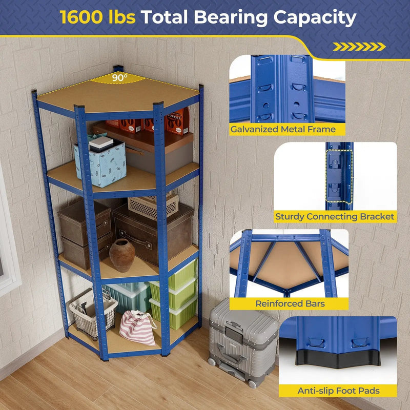 4-Tier Corner Shelving Unit Adjustable Garage Storage Utility Rack for Warehouse by DirectDeals