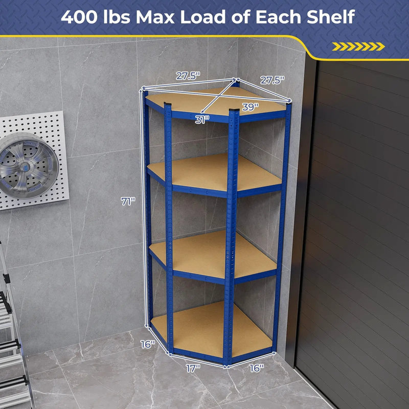 4-Tier Corner Shelving Unit Adjustable Garage Storage Utility Rack for Warehouse by DirectDeals