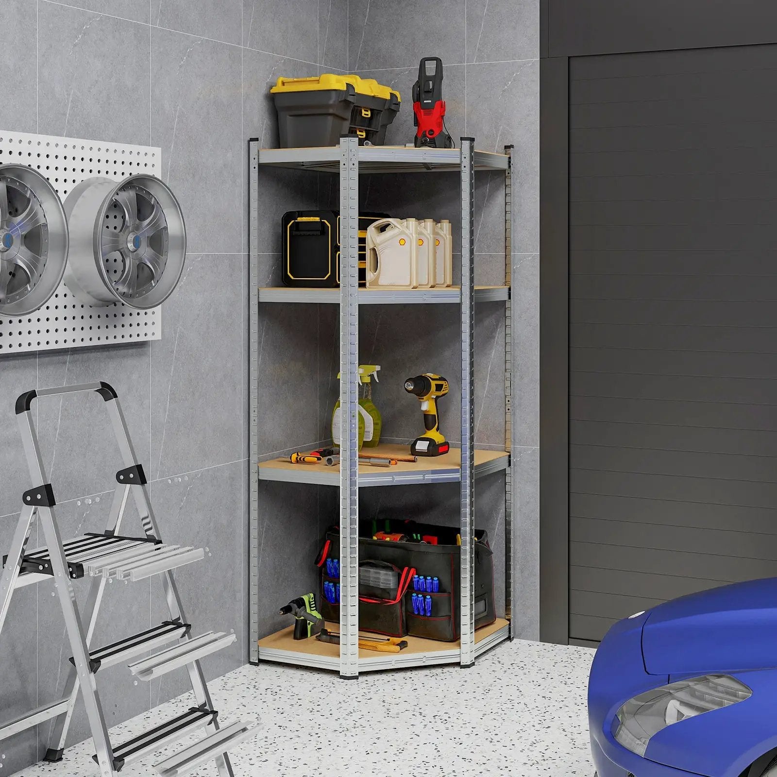 4-Tier Corner Shelving Unit Adjustable Garage Storage Utility Rack for Warehouse by DirectDeals