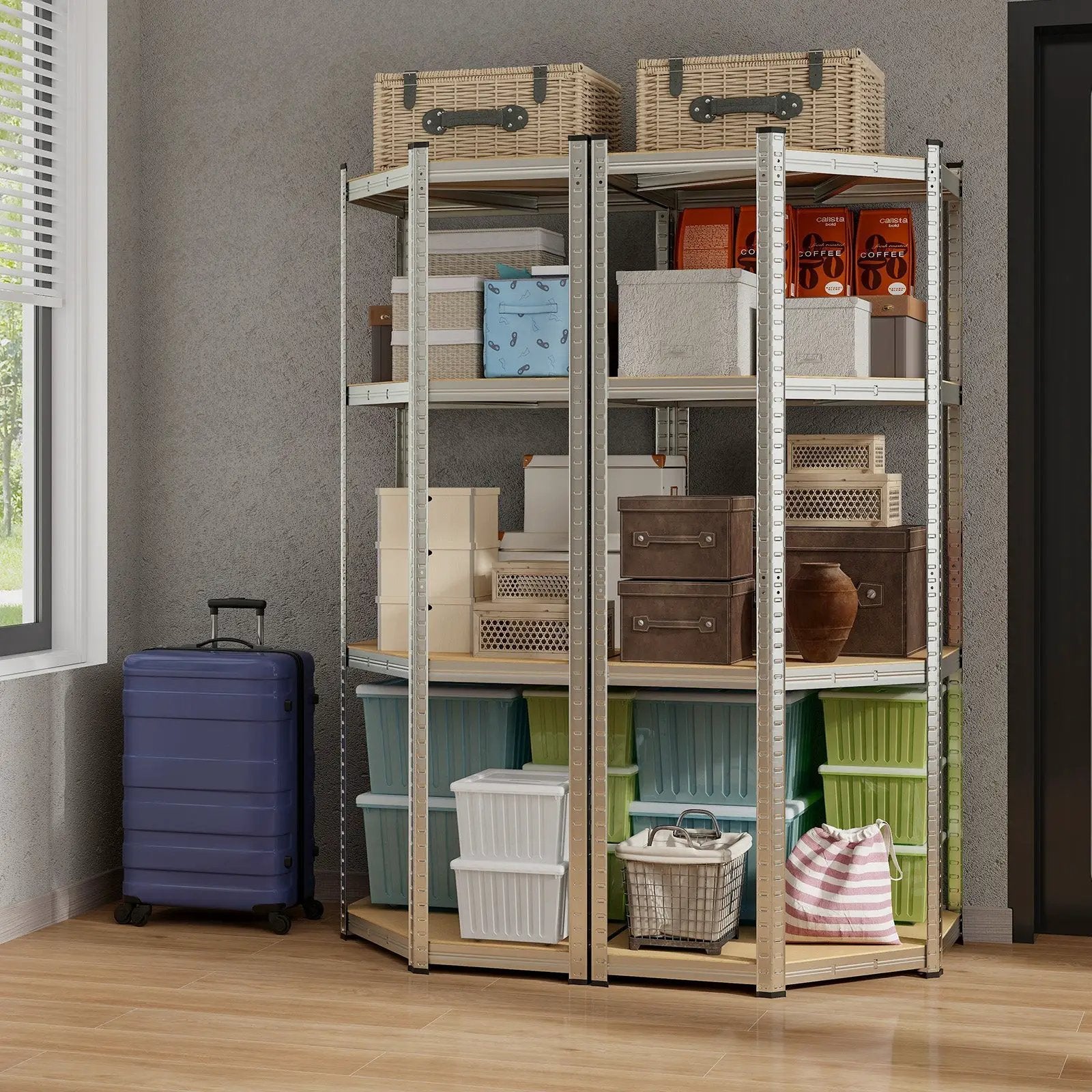 4-Tier Corner Shelving Unit Adjustable Garage Storage Utility Rack for Warehouse by DirectDeals