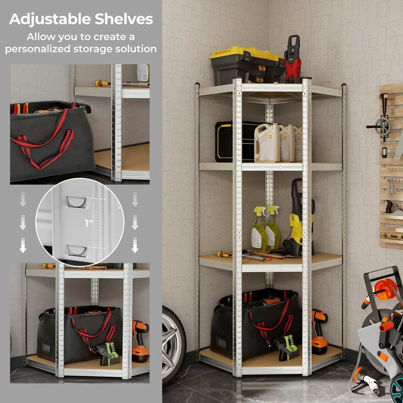 4-Tier Corner Shelving Unit Adjustable Garage Storage Utility Rack for Warehouse by DirectDeals