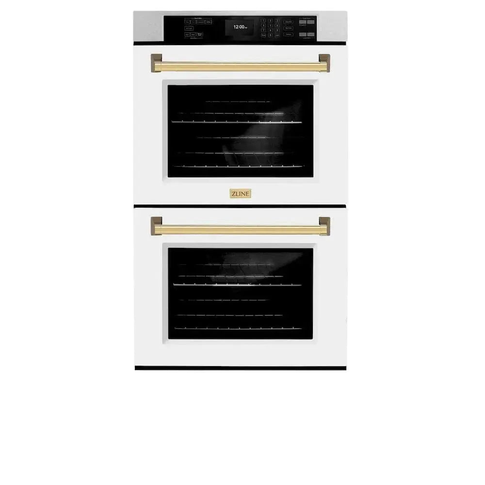 ZLINE 30"Professional True Convection Double Wall Oven, Air Fry, Self Clean, DuraSnow® Gold WADSZ-WM-30-G by Farmhouse Kitchen and Bath