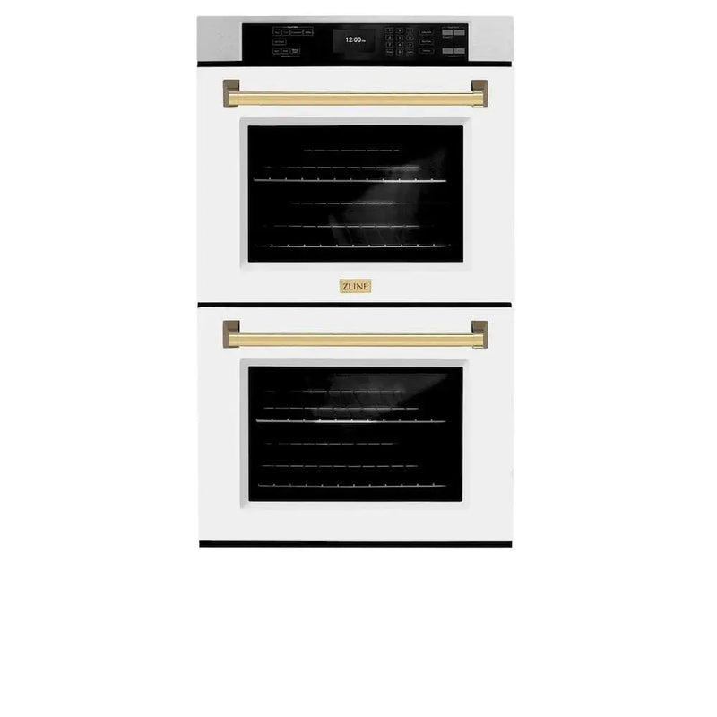 ZLINE 30"Professional True Convection Double Wall Oven, Air Fry, Self Clean, DuraSnow® Gold WADSZ-WM-30-G by Farmhouse Kitchen and Bath