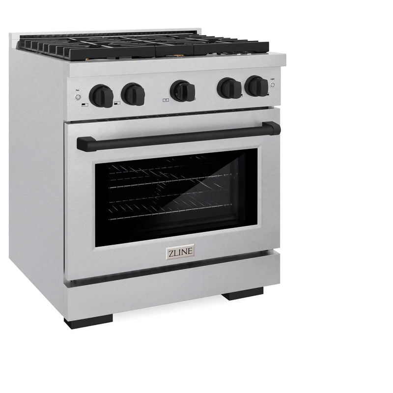 ZLINE 30"Paramount Dual Fuel Range DuraSnow® Matte Black SDRSZ-30-MB by Farmhouse Kitchen and Bath
