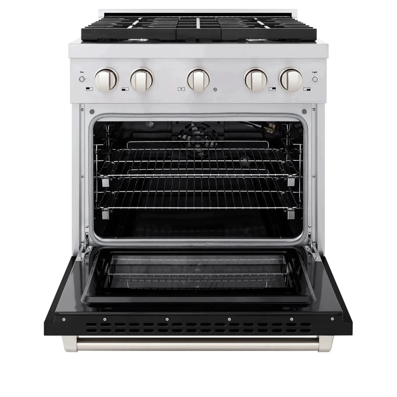 ZLINE 30" Gas Range, Convection Gas Oven, Stainless Steel,Matte Black SGR-BLM-30 by Farmhouse Kitchen and Bath