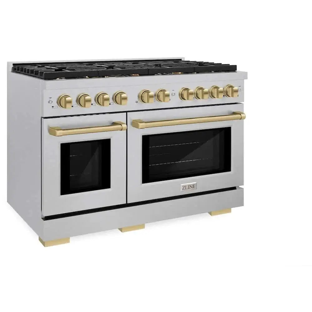 ZLINE 48"Gas Range, Convection Gas Oven, DuraSnow® Champagne Bronze, SGRSZ-48-CB by Farmhouse Kitchen and Bath