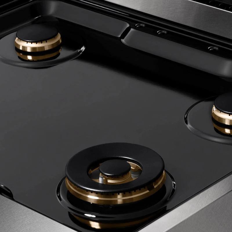 ZLINE 36" Paramount Gas Rangetop DuraSnow® Stainless Steel Polished Gold SRTSZ-36-G by Farmhouse Kitchen and Bath