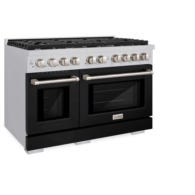 ZLINE 48"Paramount Dual Fuel Range Stainless Steel, Black Matte, SDR-BLM-48 by Farmhouse Kitchen and Bath