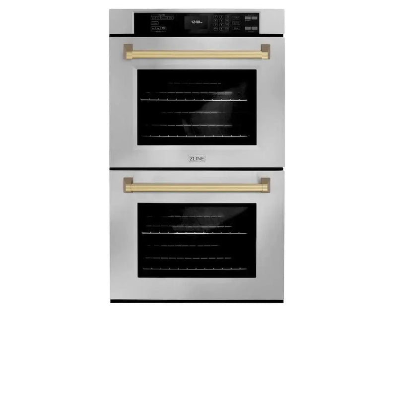 ZLINE 30"Professional True Convection Double Wall Oven, Air Fry, Self Clean, Stainless Steel, Champagne Bronze WADZ-30-CB by Farmhouse Kitchen and Bath
