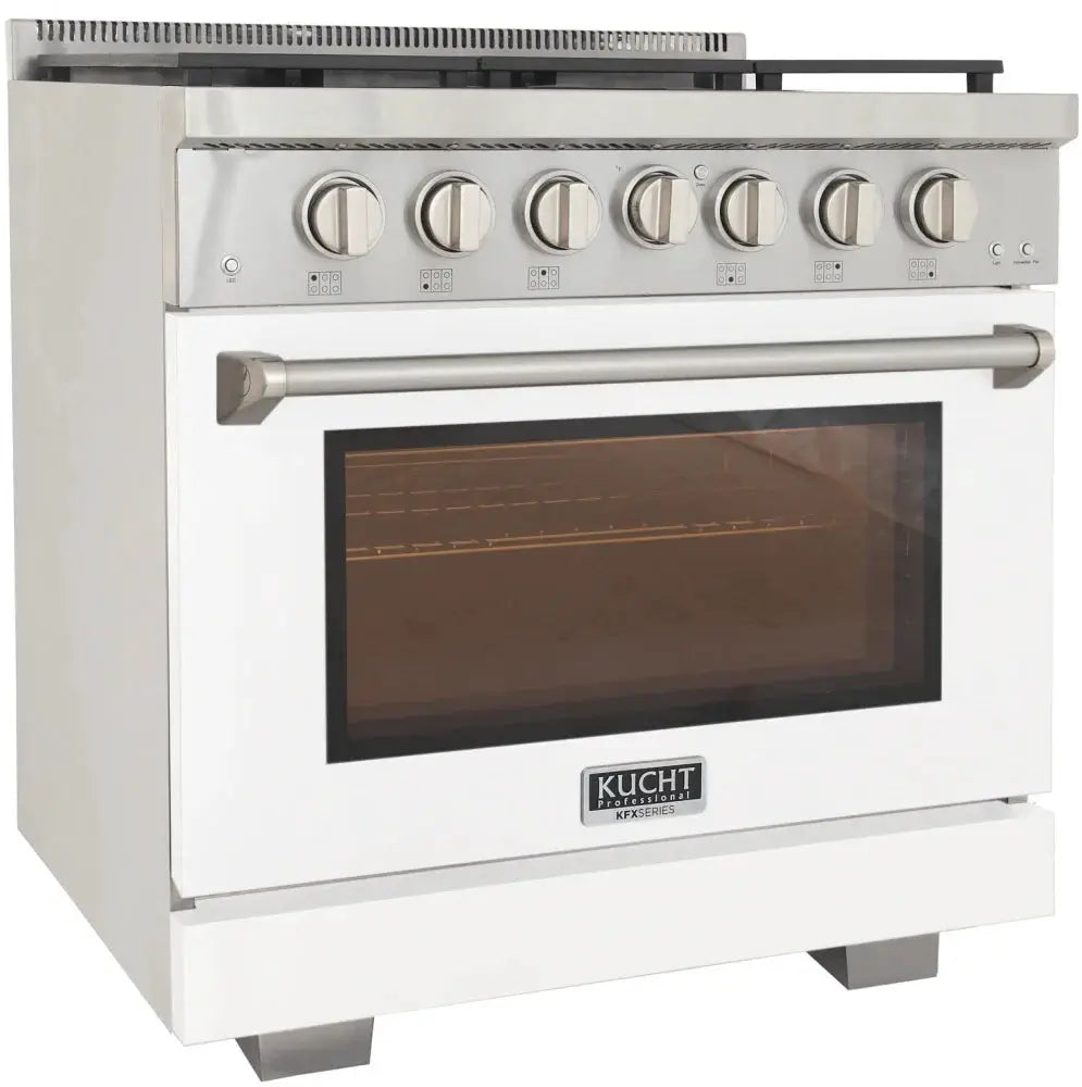 Kucht 36" Freestanding Professional Gas Range KFX3600X-W by Farmhouse Kitchen and Bath