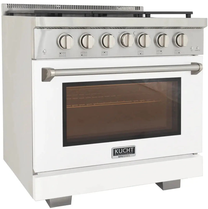 Kucht 36" Freestanding Professional Gas Range KFX3600X-W by Farmhouse Kitchen and Bath