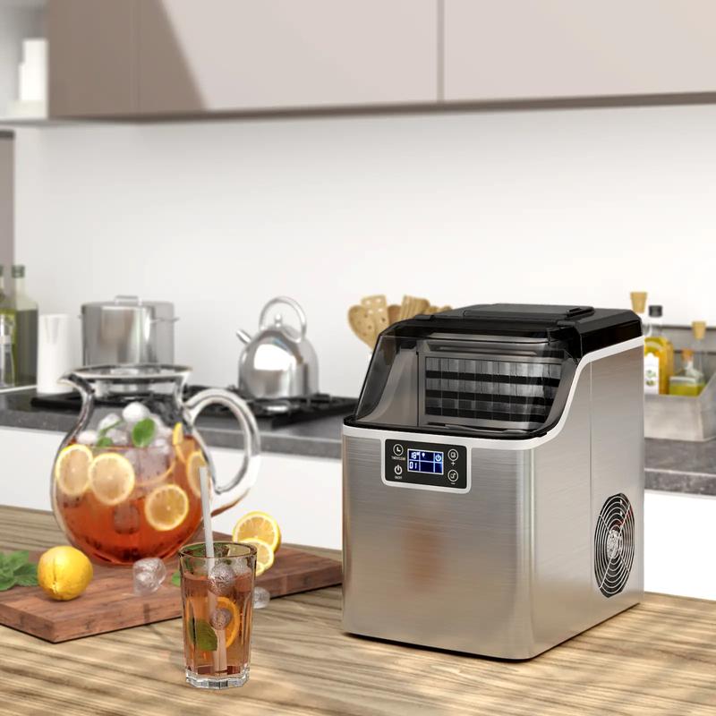 Electric Countertop Ice Maker with Ice Scoop and Basket-Sliver by DirectDeals