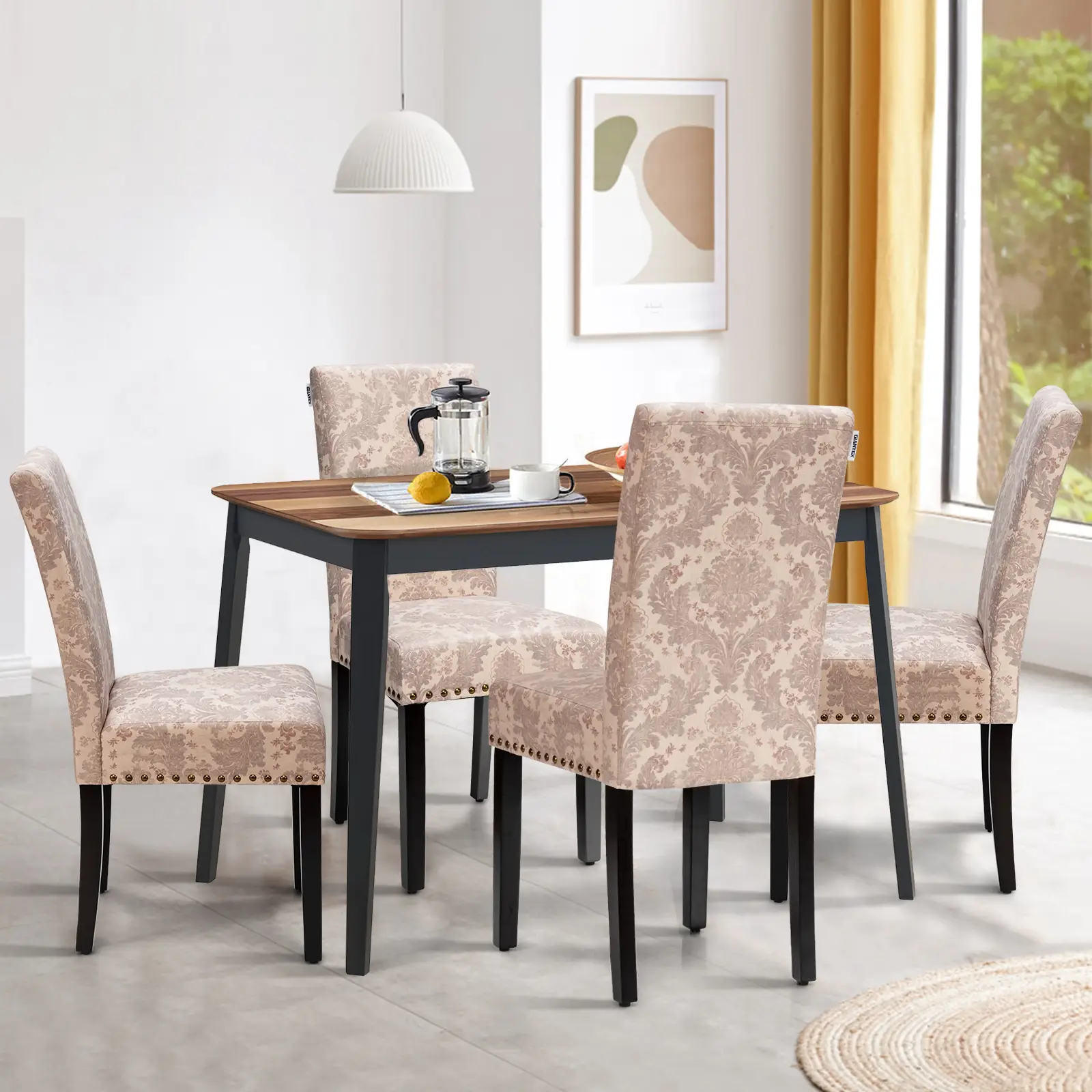 Set of 2 Fabric Upholstered Dining Chairs with Nailhead by DirectDeals