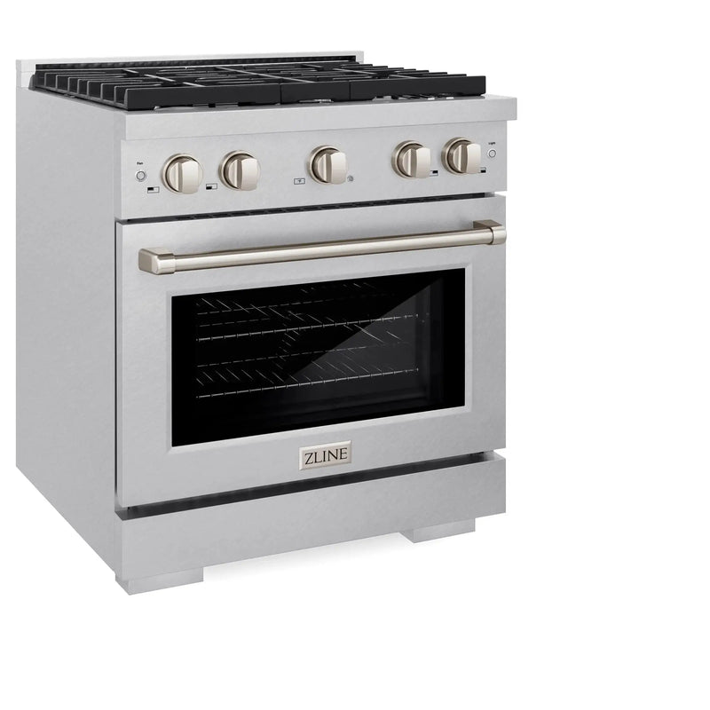 ZLINE 30"Paramount Dual Fuel Range DuraSnow® Stainless Steel SDRS-30 by Farmhouse Kitchen and Bath