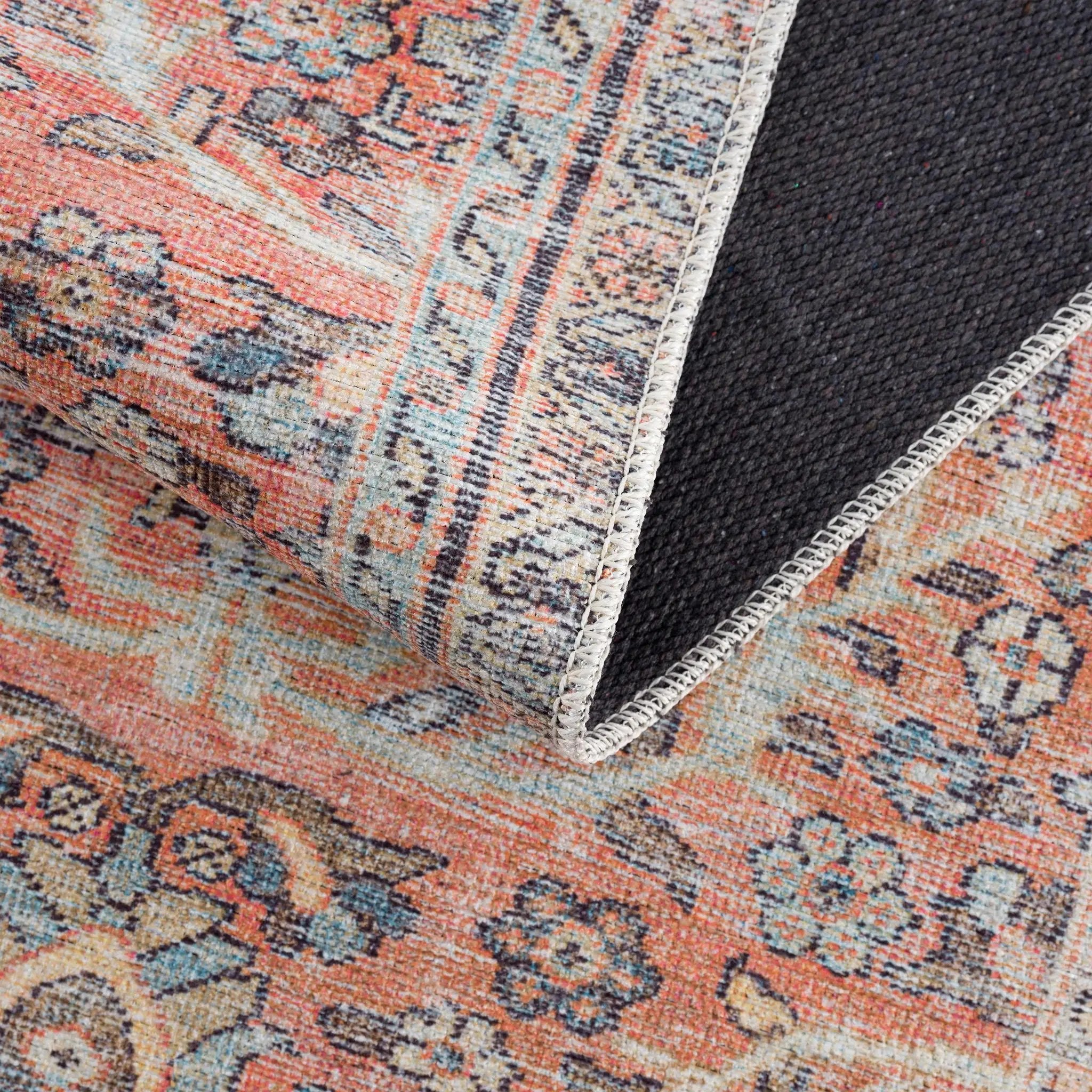 Urpi Rose & Blue Washable Area Rug by Hauteloom