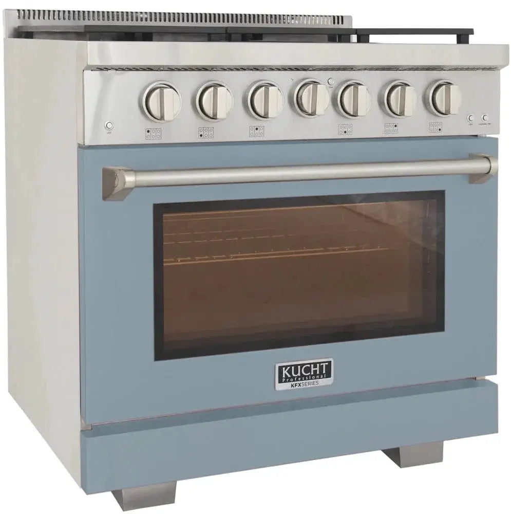 Kucht 36" Freestanding Professional Gas Range Liquid Propane KFX3600X/LP-LB by Farmhouse Kitchen and Bath