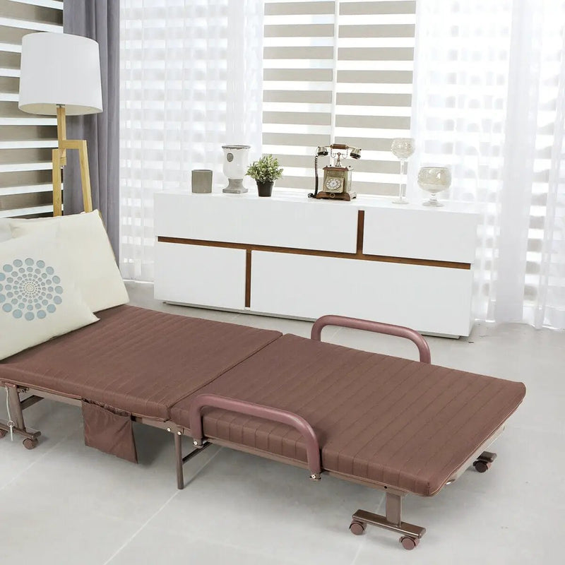 Adjustable Folding Guest Bed Frame with Mattress and Wheels by DirectDeals