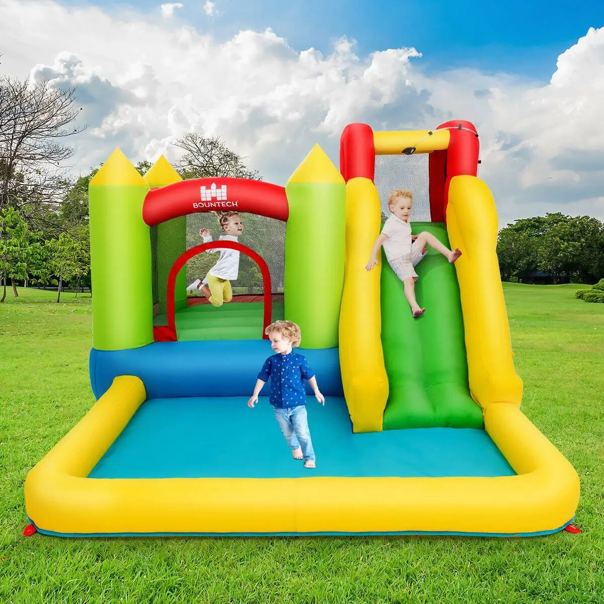 Inflatable Bounce House Water Slide Jump Bouncer without Blower by DirectDeals