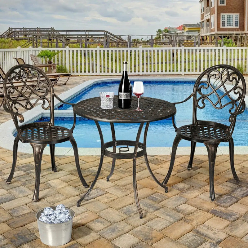 3 Pieces Outdoor Set Patio Bistro with Attached Removable Ice Bucket by DirectDeals