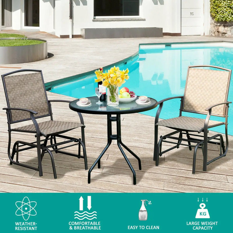 2 Pieces Patio Swing Single Glider Chair Rocking Seating by DirectDeals