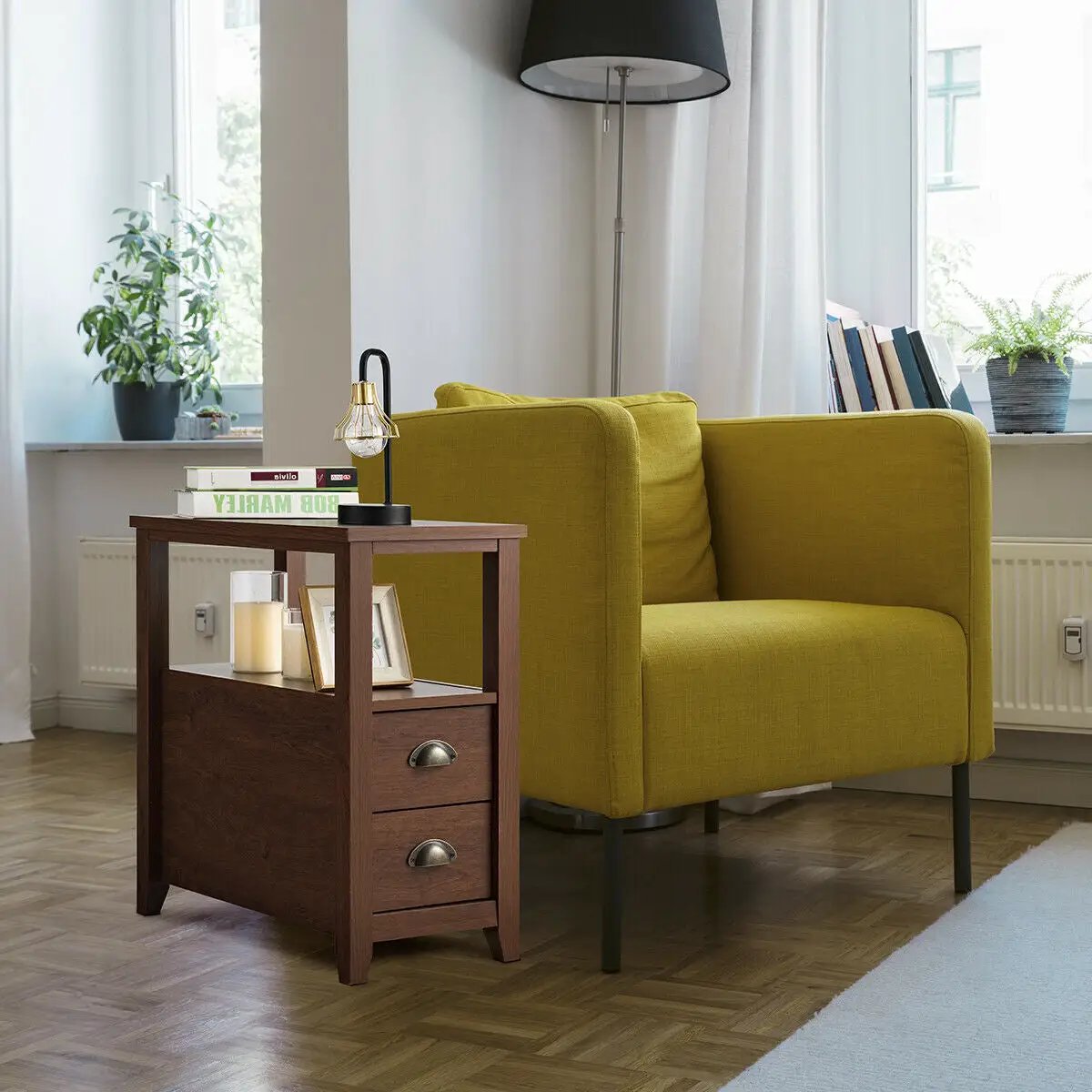 4-Tier Bookshelf with Metal Frame and Wooden Storage Racks for Study by DirectDeals