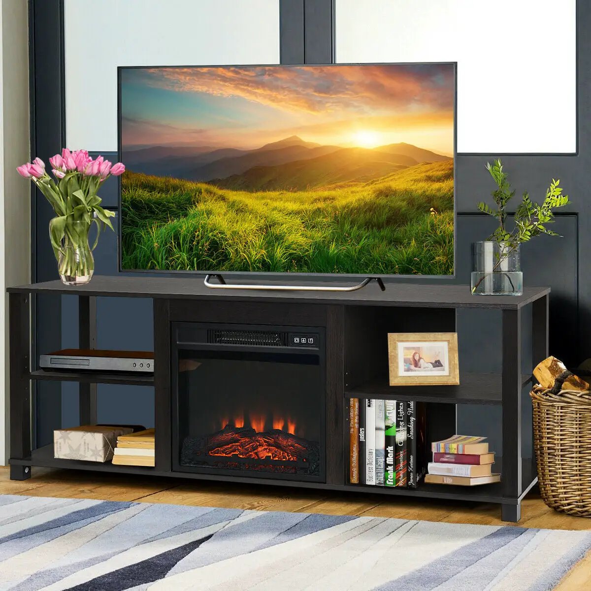 2-Tier TV Storage Cabinet Console with Adjustable Shelves by DirectDeals