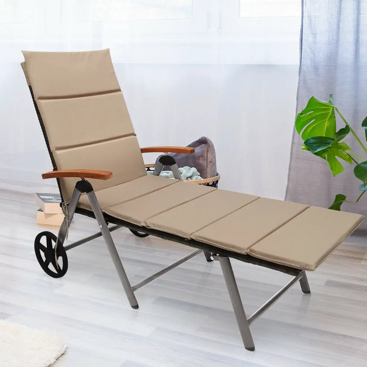 Outdoor Chaise Lounge Chair Rattan Lounger Recliner Chair, photo 2 of 11
