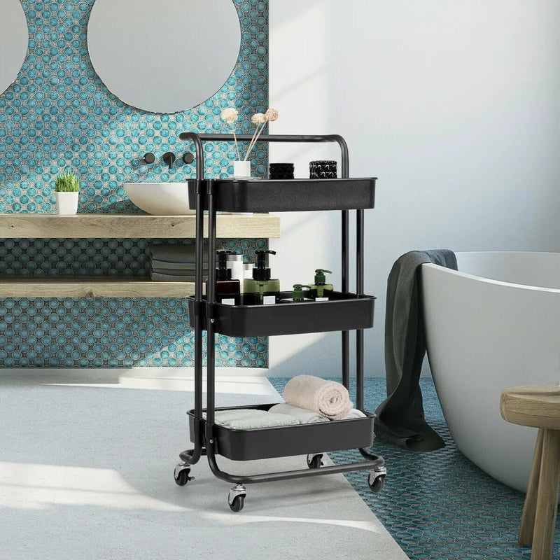 3-Tier Utility Cart Storage Rolling Cart with Casters by DirectDeals