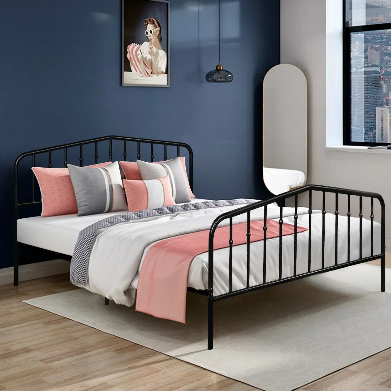 Queen Size Metal Bed Frame Slat Platform by DirectDeals